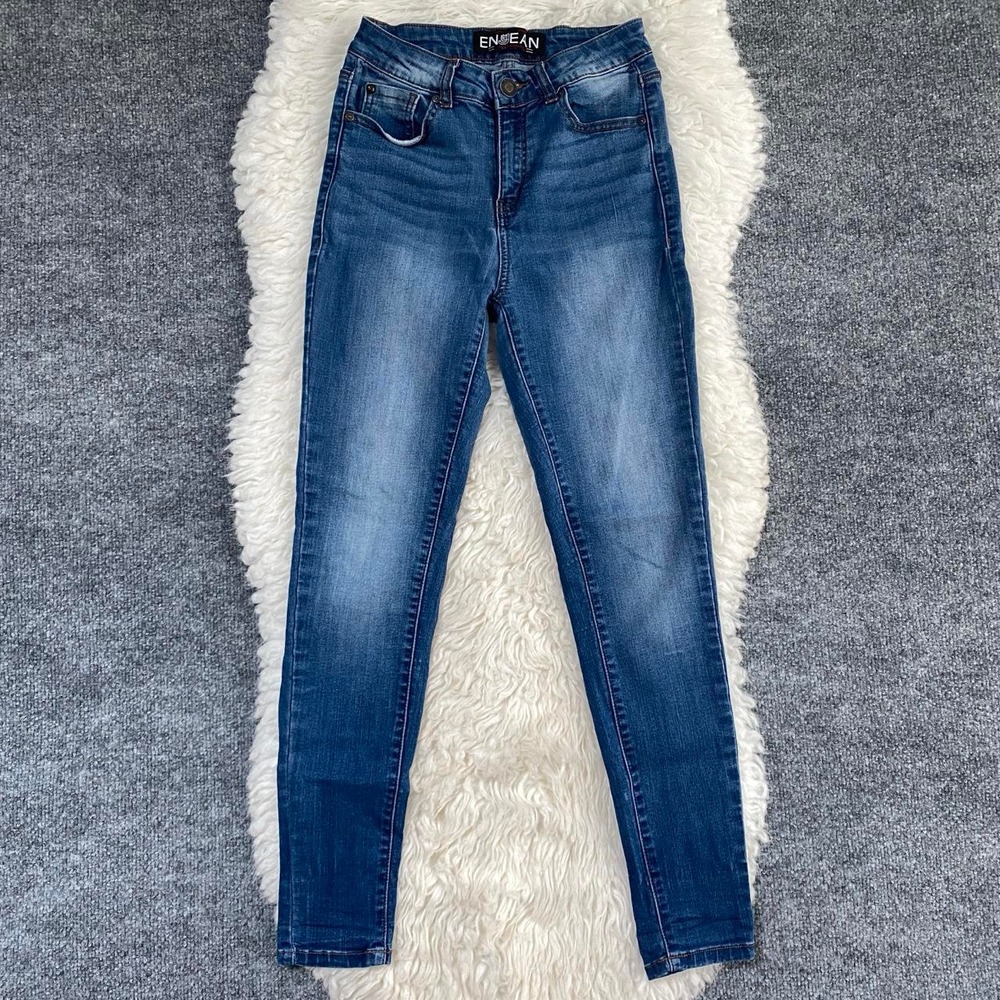 ENJEAN DENIM CO BLUE DENIM SKINNY JEANS Y2K GRUNGE ALT NORMCORE